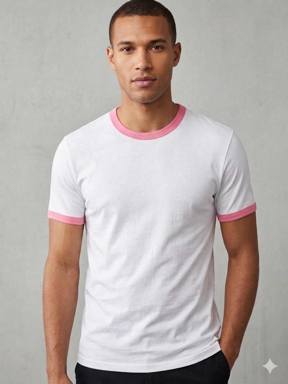 GENERATION XYZ White T‑Shirt with Pink Trim